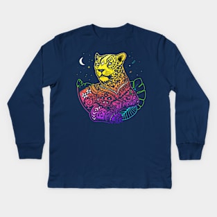 Jaguar Watercolor Art Kids Long Sleeve T-Shirt